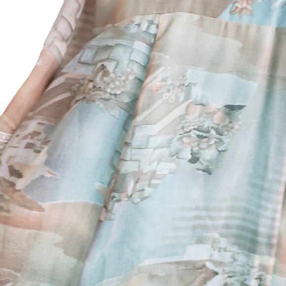 Vintage 70s/80s handmade long sleeve maxi dress with Greek Santorini Print - Picture 5 of 12